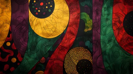 Foto op Canvas African Print Pattern Red, Green, Yellow, Black for Black Day and Juneteenth Day, Generative AI © HayyanGFX