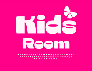 Vector cute Poster Kids Room. Modern Stylish Font. Unique White Alphabet Letters and Numbers.