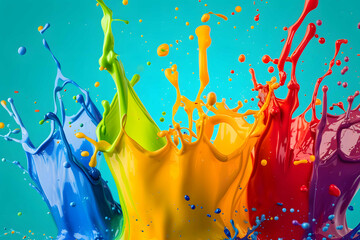 colorful mixed paint splash background, decoration concept - obrazy, fototapety, plakaty