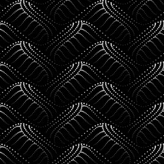 Vector seamless texture. Modern geometric background. Grid with waves of dots. - 766545151