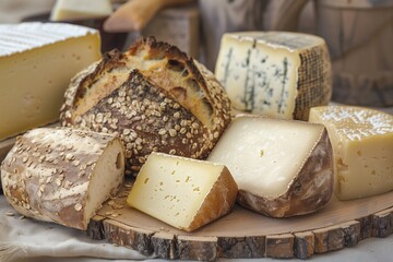 Earth Day Feast: Handcrafted Sourdough Loaves and Organic Cheeses on Reclaimed Wood 