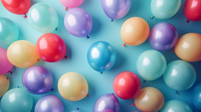beautiful birthday background decorated with color full balloons generated by AI tool