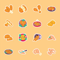 Pack of Chicken Cuisines Flat Stickers 

