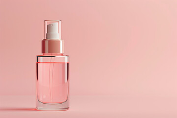 Contemporary skincare bottle with clean lines on a pastel coral isolated solid background, reflecting modern trends,