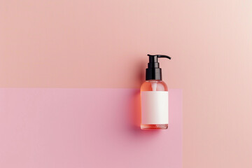 Contemporary skincare bottle with clean lines on a pastel coral isolated solid background, reflecting modern trends, - obrazy, fototapety, plakaty