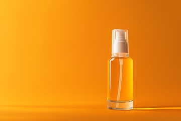 Contemporary skincare bottle on a bright orange isolated solid background for a burst of energy and vibrancy,