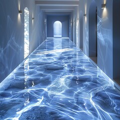 Reflect on the interplay of light and water in Aquaflash , hyper realistic