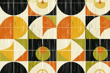 70s retro vintage inspired color scheme background with geometric shapes. 1970 mustard yellow, avocado green, burnt orange, funky music theme concept illustration design. 
