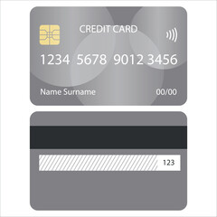 Vector Double Sided Plastic Plastic Bank Financial Credit Card Realistic Template for Business
