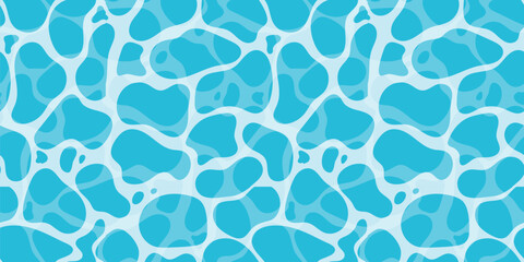 Quiet clear blue water surface seamless pattern illustration. Modern flat cartoon background design of beach or pool with tranquil turquoise ripples © dadan_pm