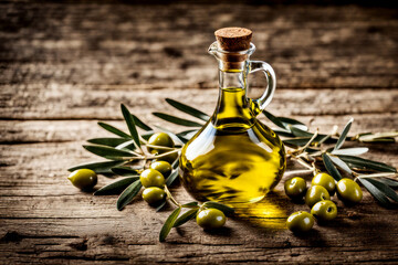 Extra virgin olive oil in an oil bottle