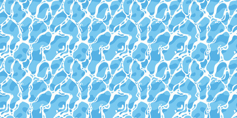 Quiet clear blue water surface seamless pattern illustration. Modern flat cartoon background design of beach or pool with tranquil turquoise ripples