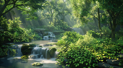Tranquil Virtual Oasis: A Haven for Relaxation and Meditation - obrazy, fototapety, plakaty