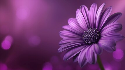 Obraz premium Elegantly Detailed Purple Flower, Illuminated to Perfection, Offering Copy Space on a Luxurious Purple Backgroun