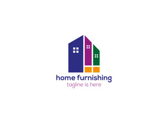 Unique House furniture line art logo design
