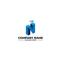 N letter abstract logo design for technology company 