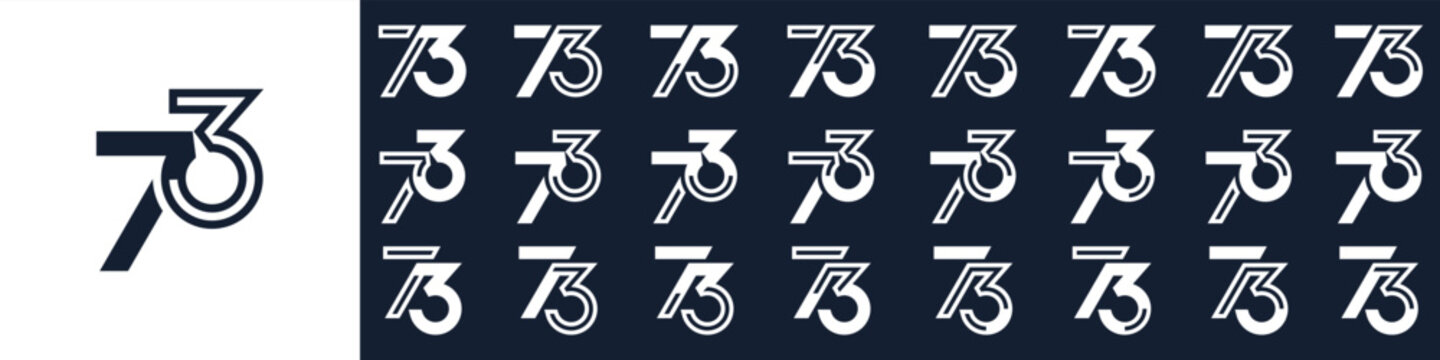 collection of creative number 73 logo designs. abstract seventy-three design vector illustration