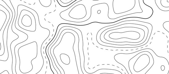  Abstract topographic map patterns, topography line map. The black on white contours topography stylized height of the lines. cotour map and line terrain path. Linear graphics. Vector illustration.