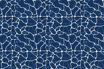 Quiet clear blue water surface seamless pattern illustration. Modern flat cartoon background design of beach or pool with tranquil turquoise ripples
