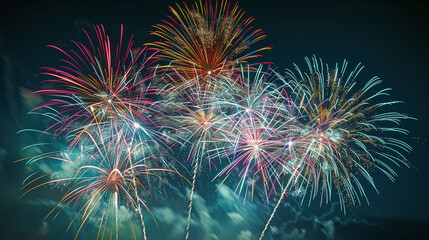 Vibrant Fireworks in the Night Sky