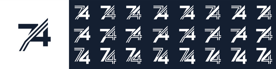 Fototapeta premium collection of creative number 74 logo designs. abstract seventy-four design vector illustration