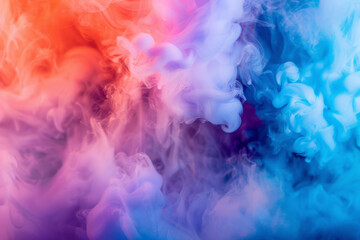 Fondo abstracto con humo de diferentes colores formando figuras geométricas en colores azules, violetas y rojos - obrazy, fototapety, plakaty