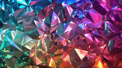 a shimmering, solid-colored diamond texture background, casting iridescent hues in every direction. 