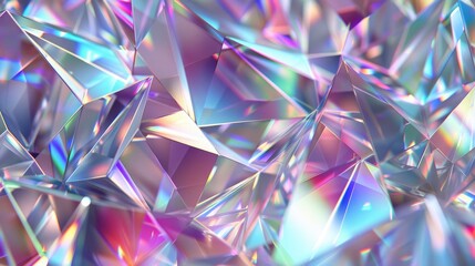 a shimmering, solid-colored diamond texture background, casting iridescent hues in every direction.