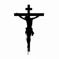 Silhouette jesus on the cross, vector illustration simple flat design, white background