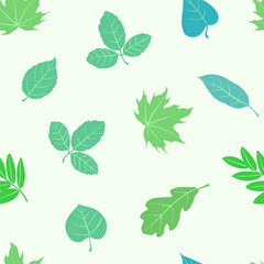 Tree leaves. Floral seamless pattern. Spring background. Vector doodle, sketch