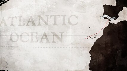 Map of Santa Maria Exact Sailing Route to America