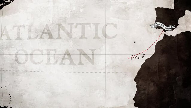 Map of Santa Maria Exact Sailing Route to America