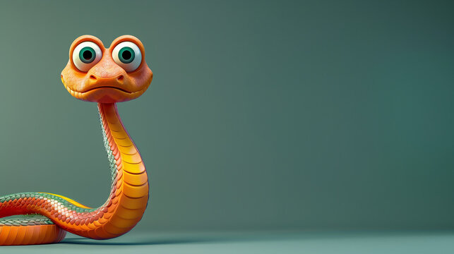 Snake banner funny cute cartoon 3d snake