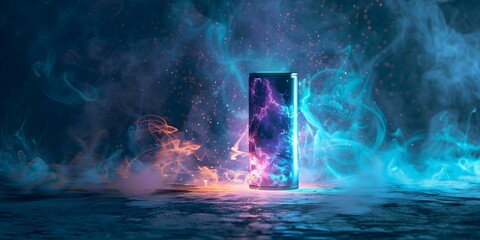 Efficient Lithium-Ion Battery Charging Technology with Abstract Futuristic Particle Background. Concept Lithium-Ion Battery, Charging Technology, Abstract Futuristic Particle Background