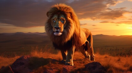 Lion at sunset