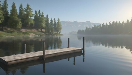 Tranquil Serene Lakeside Scene With A Peaceful Do Upscaled 3