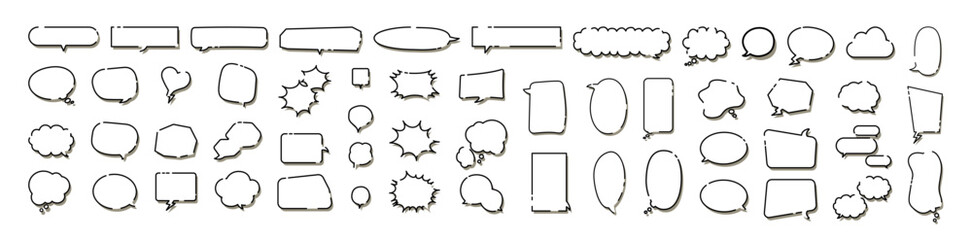 Speech Bubble set. Talk bubble. Cloud speech bubbles collection. Cartoon vector illustration - obrazy, fototapety, plakaty