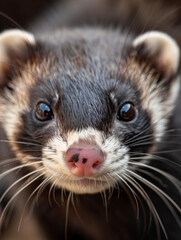 Fototapeta premium A Close Up Detailed Photo of a Ferret's Face