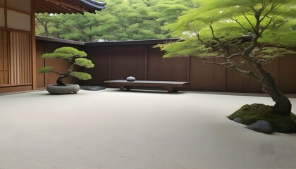 Tranquil Zen Garden With Meticulously Raked Grave Upscaled 3