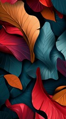 Colorful Leaves on Black Background
