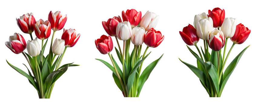 Tulip flowers set isolated on white