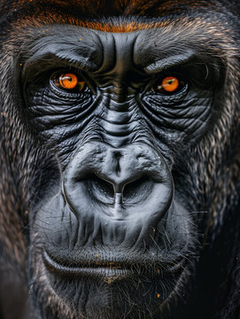 A Close Up Detailed Photo of a Gorilla's Face