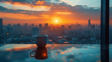 Coffee Cup on Table by Window