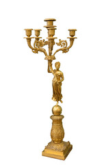 Bronze antique candelabra on a white background isolated - 766558549