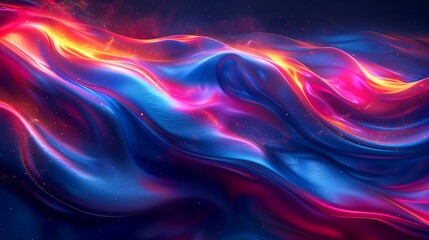 Abstract Painting of Blue, Pink, and Orange Waves