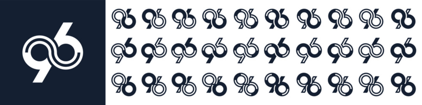 collection of creative number 96 logo designs. abstract ninety-six design vector illustration