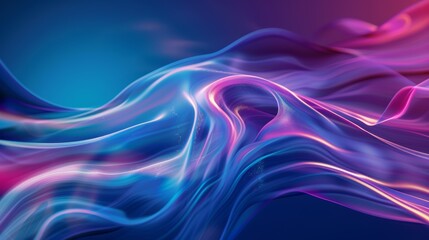 Abstract silky waves with blue and pink hues on a dark background. Smooth flowing fabric design suitable for backgrounds, wallpapers, and artistic projects - obrazy, fototapety, plakaty