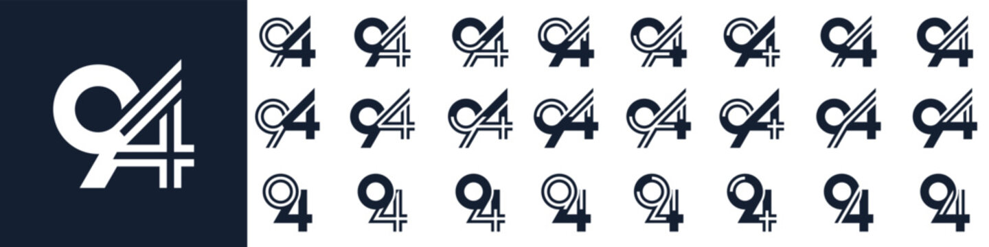 collection of creative number 94 logo designs. abstract ninety-four design vector illustration