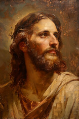 vintage oil painting portrait of Jesus Christ