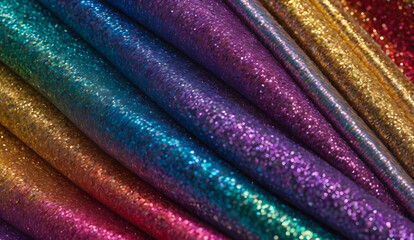 Rainbow colour glitter  silk Fabric For Christmas, wedding, birthday, valentine  background 